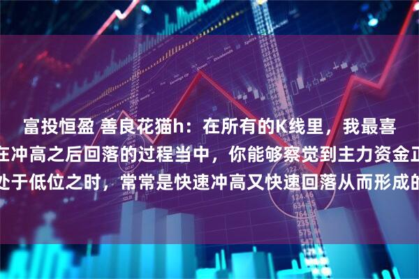 富投恒盈 善良花猫h：在所有的K线里，我最喜爱的其实是长上影线。在冲高之后回落的过程当中，你能够察觉到主力资金正在做什么。处于低位之时，常常是快速冲高又快速回落从而形成的长上影线，最终归于平静。这种脉冲式